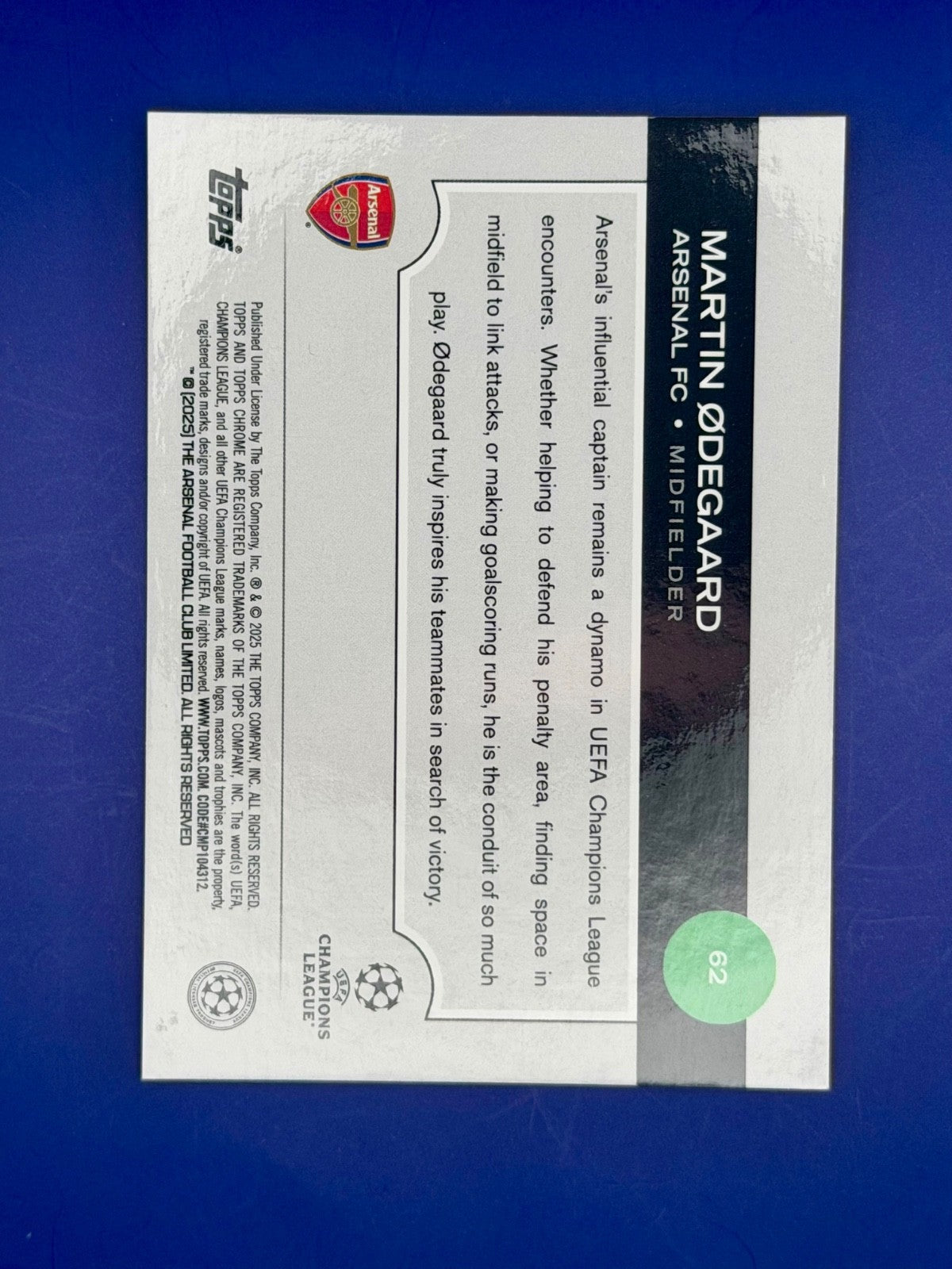 2025 Topps Chrome Martin Odegaard Orange Logofractor Starball 20/25