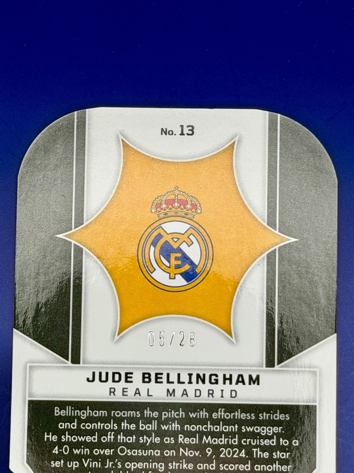 Jude Bellingham/28 Supernova Red Crystals from 2024-25 Panini Obsidian Soccer