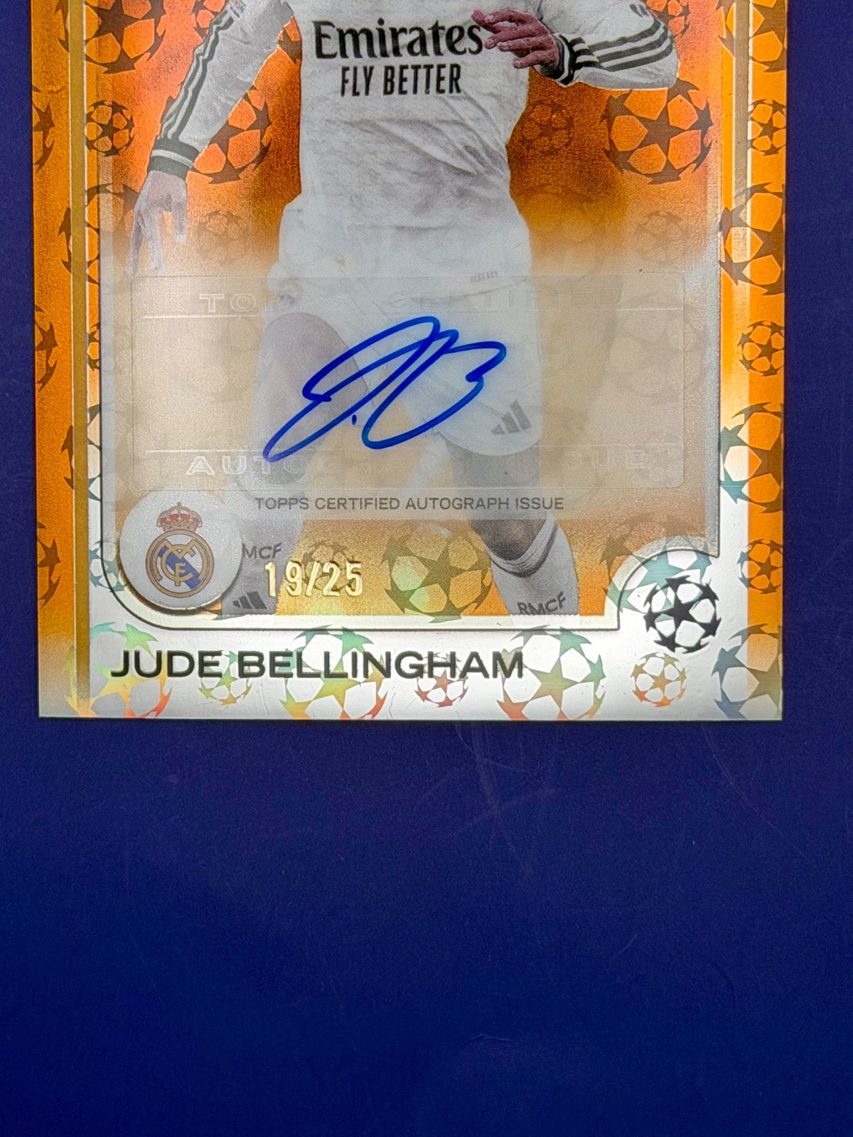 Topps Chrome 2024/25 UCC Jude Bellingham Orange Logo Refractor Auto /25