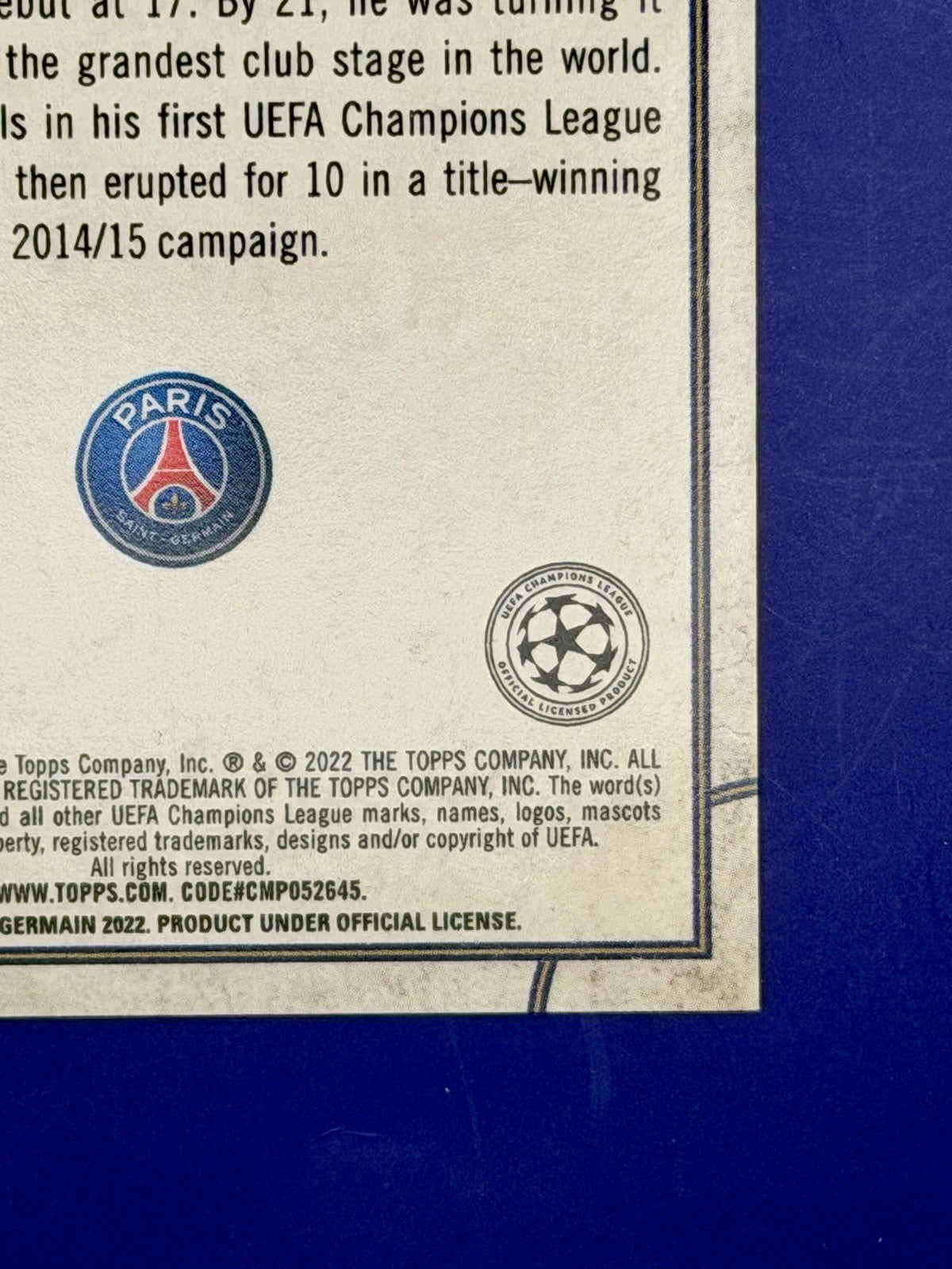 2022 Topps Merlin Neymar Prophecy Fulfilled Brazil PSG /25