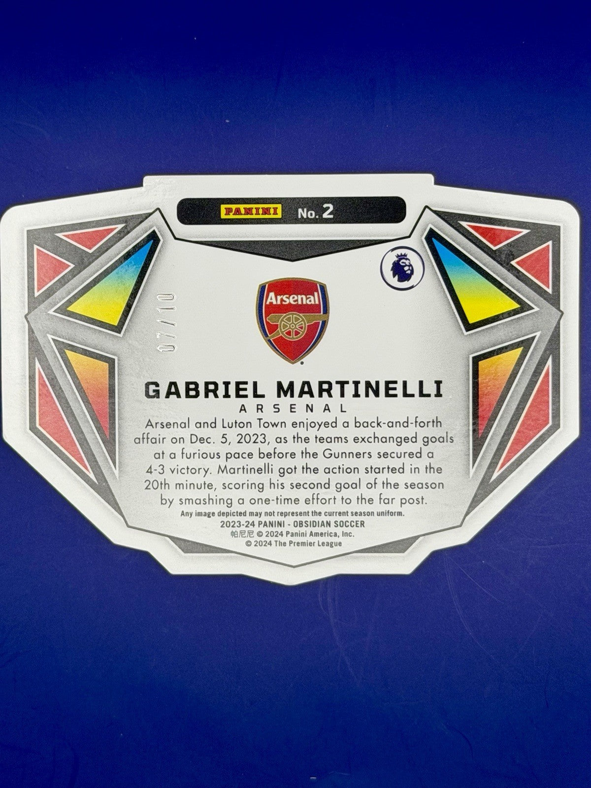 2023-24 Panini Obsidian Gabriel Martinelli Arsenal Vitreous Red Etch /10