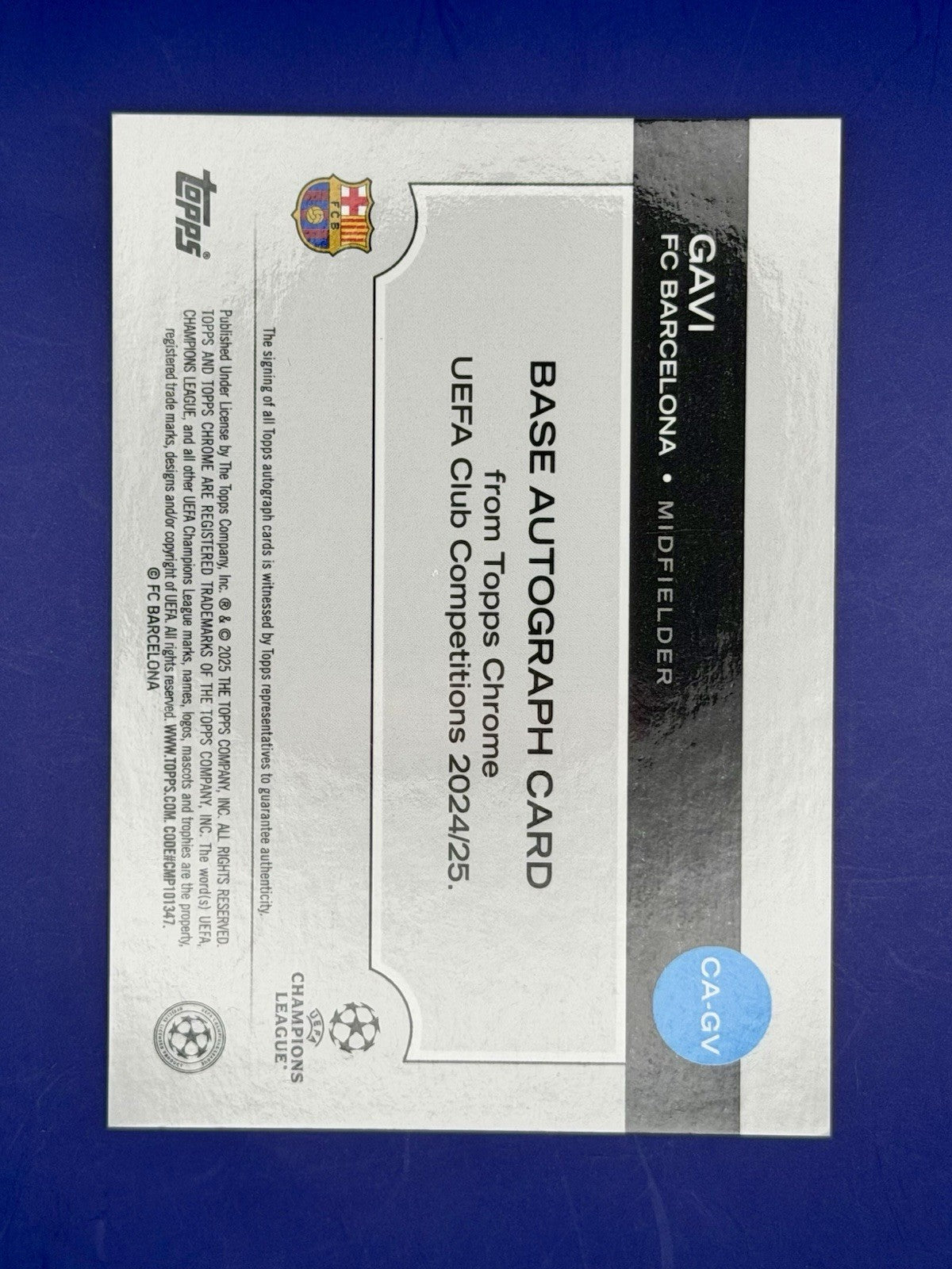 2024/25 Topps Chrome UCC Barcelona Gavi Gold Refractor Auto /50