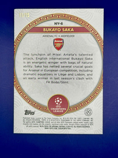 2024 Topps UCC Year Of The Dragon Bukayo Saka Arsenal Purple Parallel/15