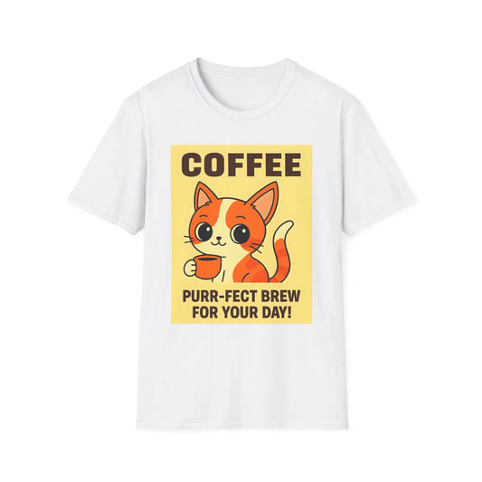 Purr-fect Brew Cat T-Shirt Printify