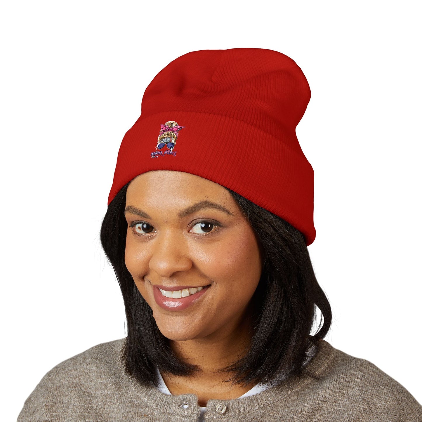 Mom Vibes Cuffed Beanie Printify