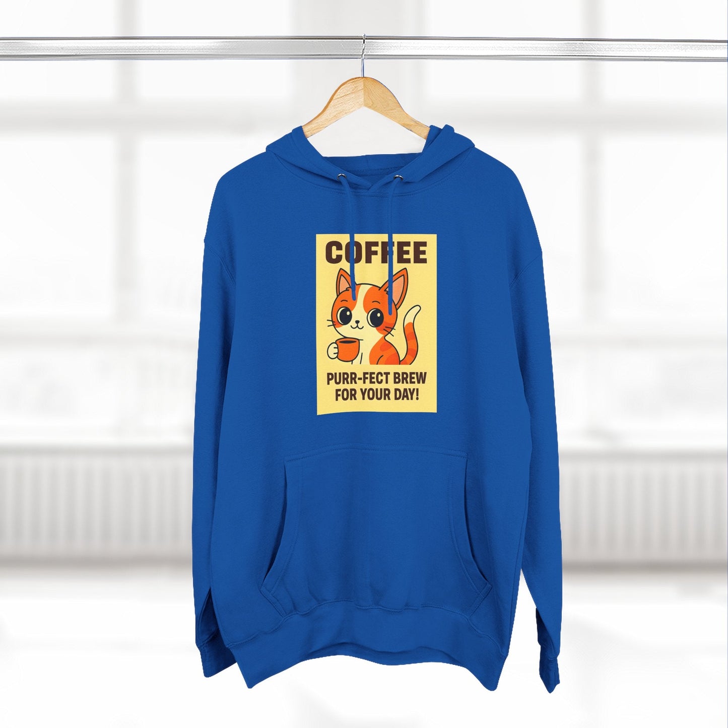 Coffee Cat Fleece Hoodie Printify