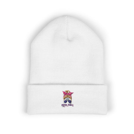 Mom Vibes Cuffed Beanie Printify
