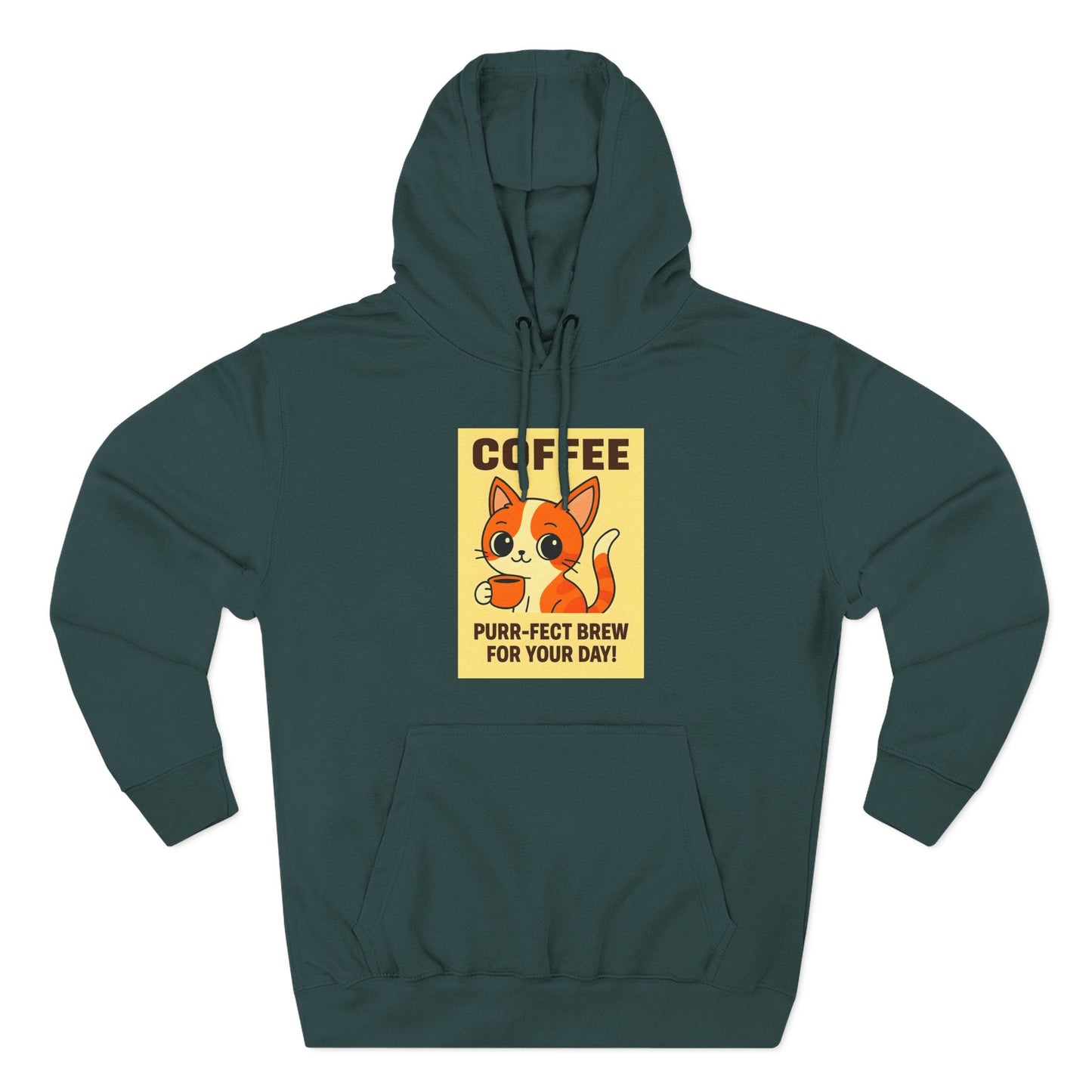 Coffee Cat Fleece Hoodie Printify
