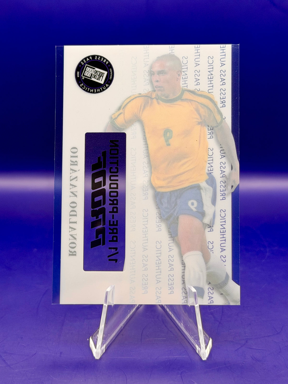Ronaldo Nazário R9 – Press Pass Authentics Pre-Production Cromo | 1/1