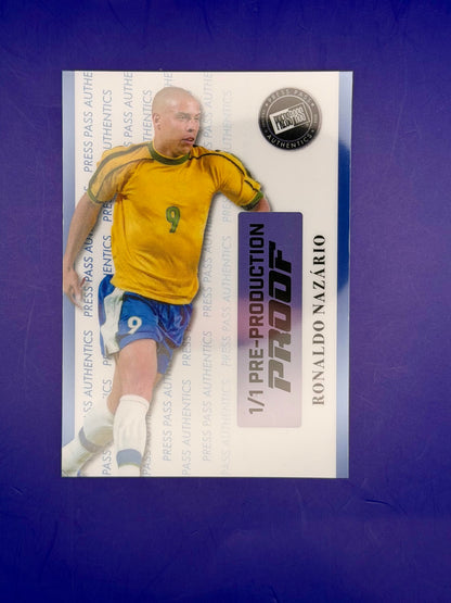 Ronaldo Nazário R9 – Press Pass Authentics Pre-Production Cromo | 1/1